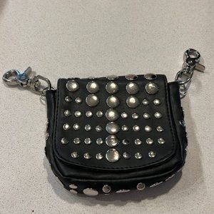 Like new leather belt clip bag with silver studs